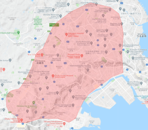 2021年2月18日にスタートするUber Eats 沖縄市のエリアマップ